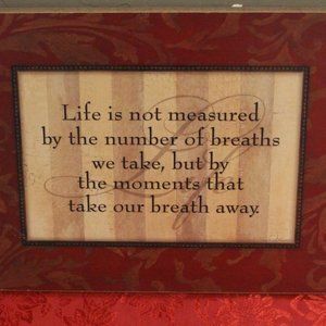 "Life is not measured by the number of breaths we take.. Wall Decor 12 x 16